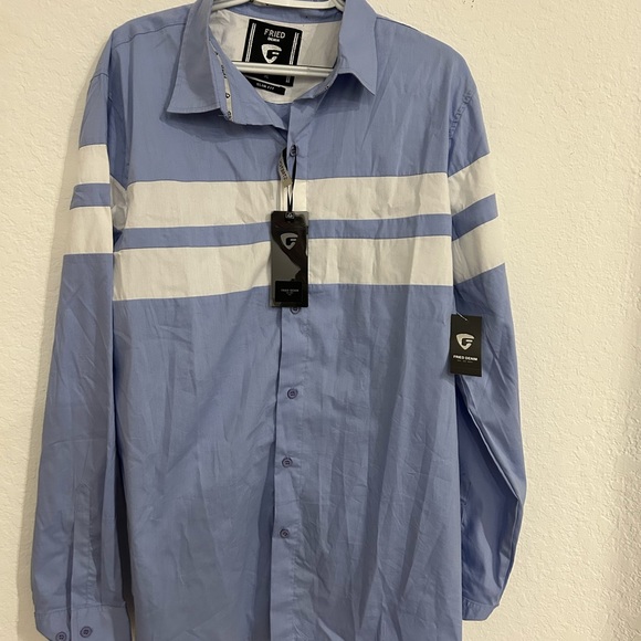 💥PRICE⬇️ 
FRIED DENIM • Blue & White Long Sleeve Shirt • XL - Picture 8 of 8